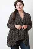 Shawl Collar Open Knit Dolman Long Sleeves Cardigan