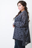 Shawl Collar Open Knit Dolman Long Sleeves Cardigan