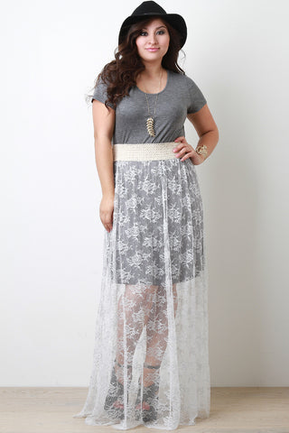 Floral Lace Combo Twofer Maxi Dress