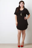 Jersey Knit Open Back Short Sleeves Tunic T-Shirt Dress