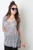 Mineral Dye Deep V-Neck High-Low Top