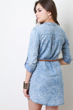 Belted Denim Button-Up Dress