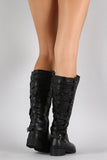 Strappy Buckle Corset Round Toe Riding Knee High Boots