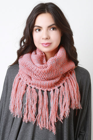 Two-Tone Fringe Muffler Scarf