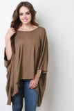 Oversized Drape Dolman Sleeves High Low Top