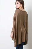 Oversized Drape Dolman Sleeves High Low Top