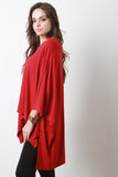 Oversized Drape Dolman Sleeves High Low Top