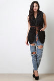 Belted Faux Fur Hoodie Vest