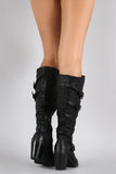 Wild Diva Lounge Strap Up and Buckle Chunky Heel Boots