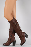 Wild Diva Lounge Strap Up and Buckle Chunky Heel Boots