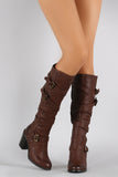 Wild Diva Lounge Strap Up and Buckle Chunky Heel Boots