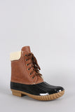 Faux Shearling Cuff Lace Up Duck Ankle Boots