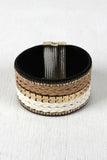 Braided Leather Rhinestone Cuff Bracelet