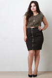 Front Zipper Pocket Pencil Skirt