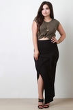 Rib Knit Tied Sash Maxi Skirt