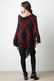 Large Grid V-Neck Poncho