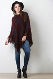 Large Grid V-Neck Poncho