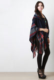 Hooded Melange Stripe Open Front Cardigan