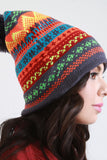 Multicolor Fair Isle Pom Pom Beanie