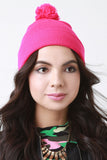 Pom Pom Thin Ribbed Beanie