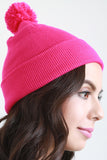 Pom Pom Thin Ribbed Beanie