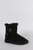 Suede Faux Fur Toggle Button Flat Ankle Boots