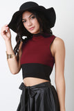 Colorblock Mock Neck Crop Top