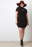 Ribbed Mock Neck Short Sleeved Mini Dress