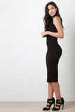 Ribbed Knit Mock Neck Midi Dress