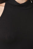 Ribbed Knit Mock Neck Midi Dress