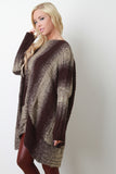 Ombre Stripes Mixed Knit High-Low Sweater