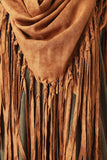 Suede Braided Fringe Triangle Scarf