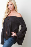 Bell Sleeved Off-the-Shoulder Peasant Top