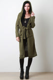 Waist Tie Long Sleeves Hooded Cardigan