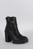 Western Slits Pointy Toe Lug Platform Chunky Heel Boots