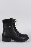 Bamboo Sweater Cuff Combat Ankle Lug Boots