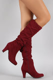 Wild Diva Lounge Vegan Suede Slouchy Chunky Heel Boot