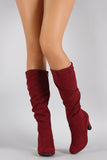 Wild Diva Lounge Vegan Suede Slouchy Chunky Heel Boot