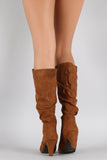 Wild Diva Lounge Vegan Suede Slouchy Chunky Heel Boot