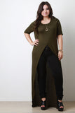 Half Sleeve Front Slit Maxi Top