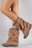 Soda Suede Tassel Faux Fur Shaft Mid Calf Boots