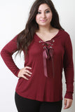 Ribbon Lace Up Henley Top