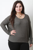 Ribbed Knit Scoop Neck Long Dolman Sleeves Top