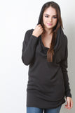 Cowl Hood Ribbed Long Sleeve Top