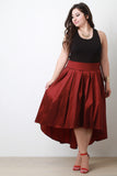 Pleated Taffeta High-Low Skirt