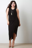 Gathered Side Drape Sleeveless Dress