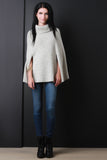 Thick Knit Turtleneck Cape Poncho