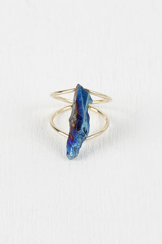 Double Band Iridescent Stone Ring