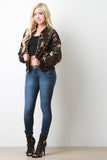 Camouflage Print Zipped Up Bomber Jacket