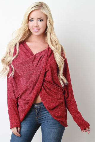 Marled Knit Twisted Sweater Top